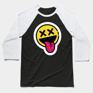 Stoned Smiley Face // Line Art Sticker Baseball T-Shirt